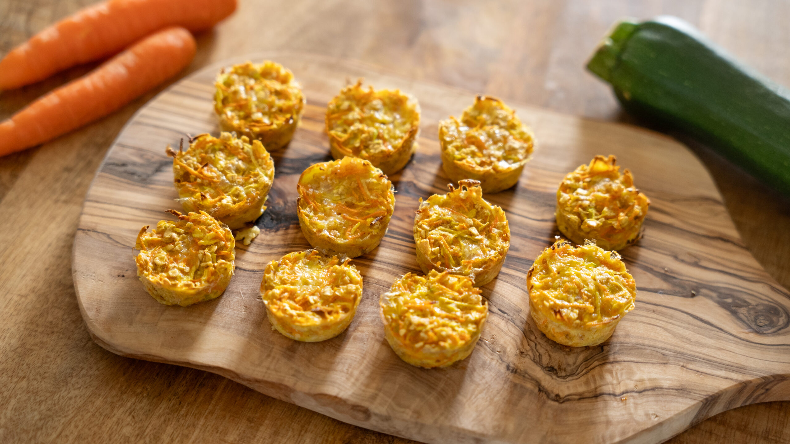 Muffins salé avoine, courgette et carotte pour bébé